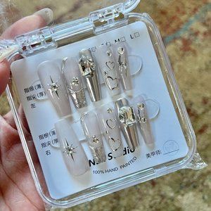 5 pack of pink golden diamond nail set